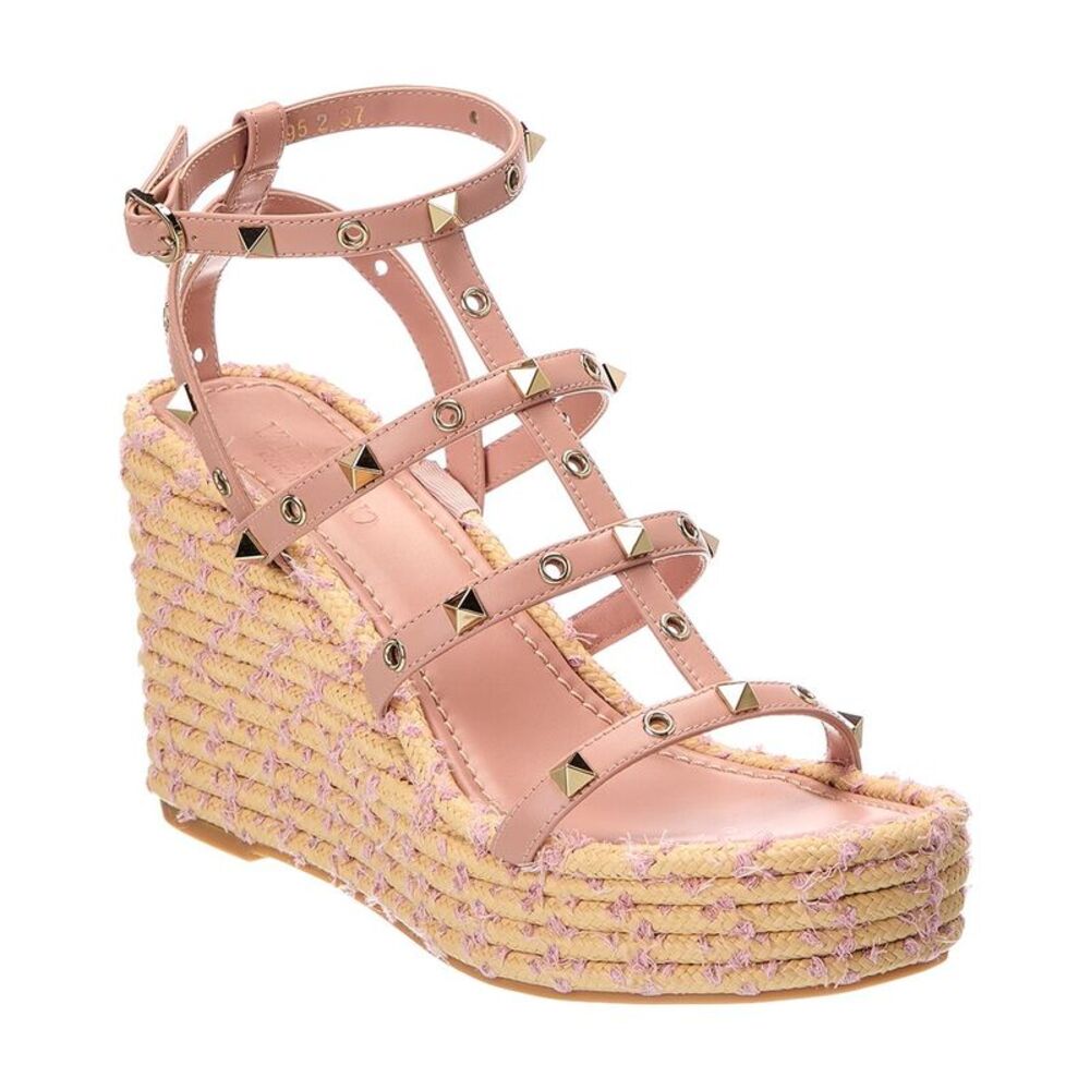 Valentino Rockstud Caged Leather Sandal, Pink